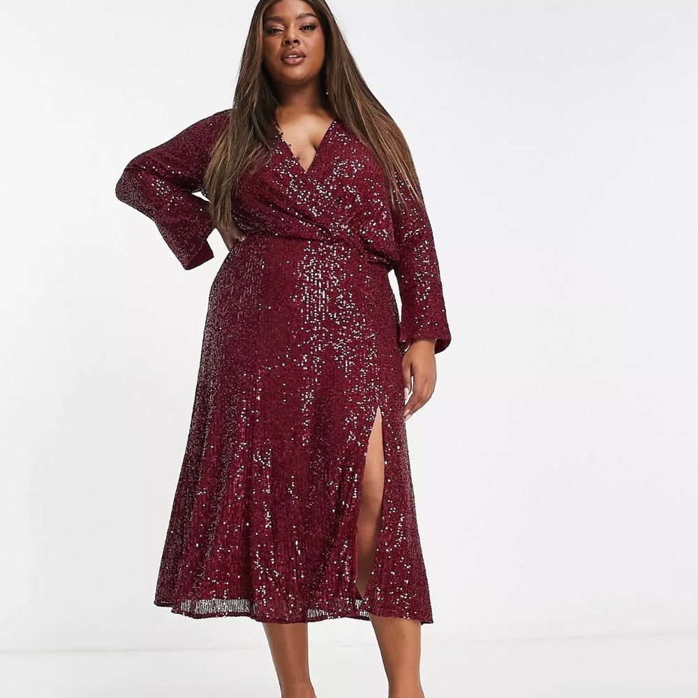 Deep red sequined gown